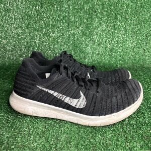 Nike Free RN Flyknit Women's Running Shoes Size 8 Black White
